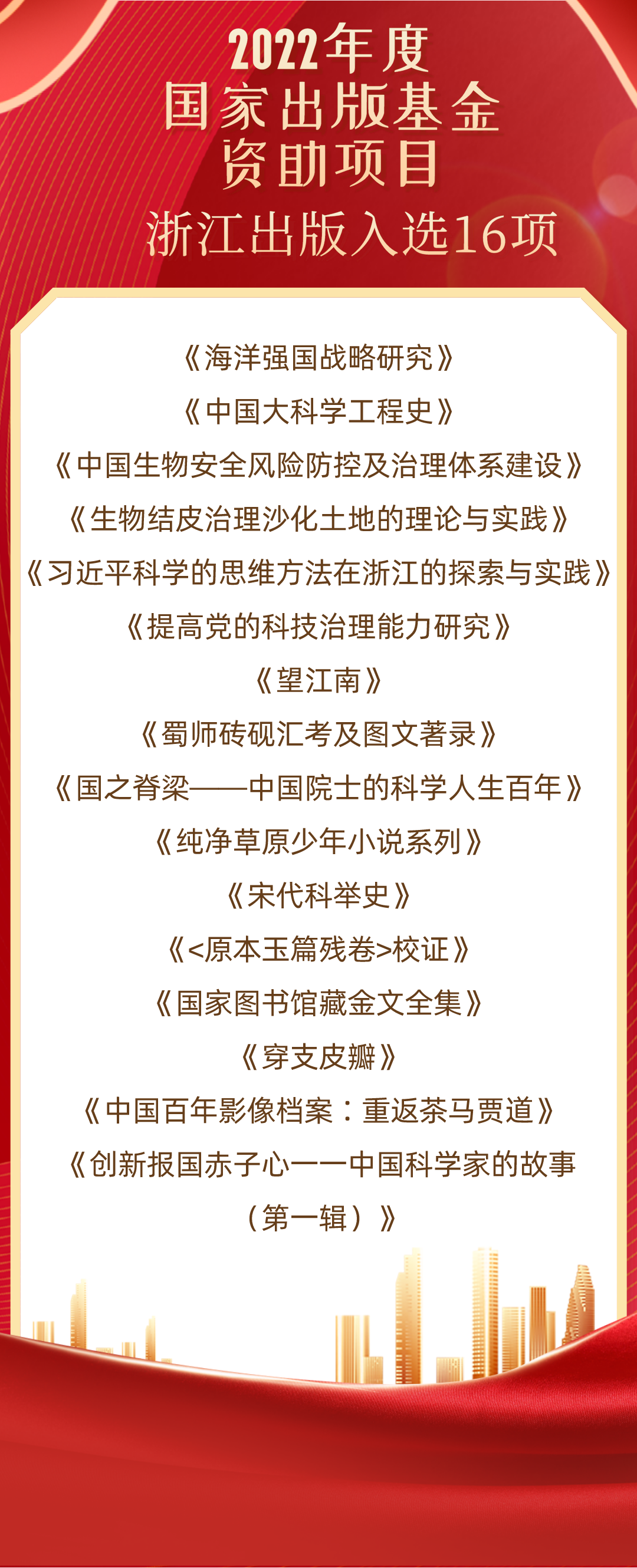 浙江出版16个项目入选国家出版基金资助项目