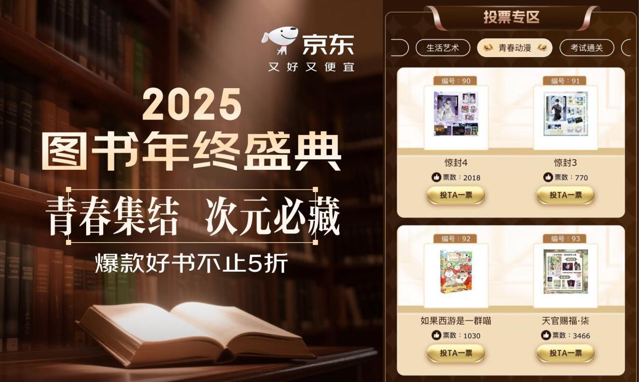 京东“百大好书”票选即将开启青春动漫品类日 多元好书阐释青春无限可能